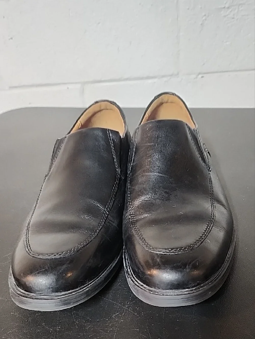 Clarks Dresslite Step Black Leather Slip-On Loafers